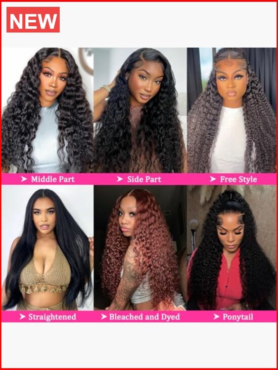 250 Density 15A Raw Human Hair Deep Wave Lace Front Wig 13x6 HD